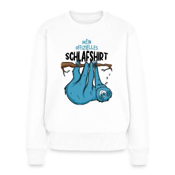 MEIN OFFIZIELLES SCHLAFSHIRT - Frauen Premium Bio Pullover - Weiß - Vorne - Julia (174cm)