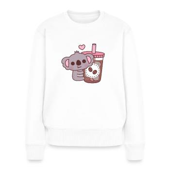 Mignon koala bear aime le café glacé - Pull Premium bio Femme - blanc - Devant - Julia (174cm)