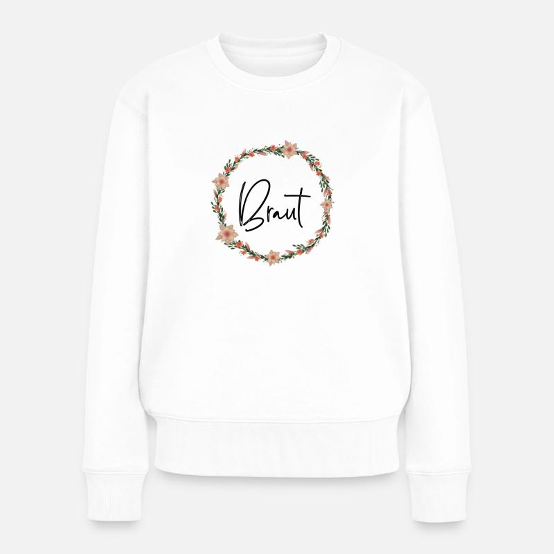 Braut Kranz 2 - Frauen Premium Bio Pullover - Weiß