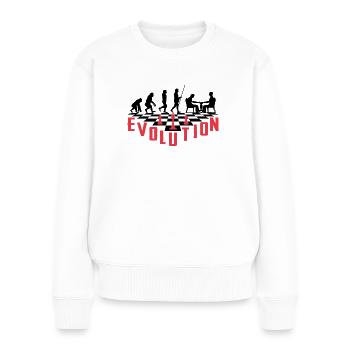 Die Evolution des Schachs - Frauen Premium Bio Pullover - Weiß - Vorne - Julia (174cm)