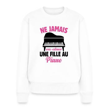 Fille Au Piano Instrument De Musique Idée Cadeau - Pull Premium bio Femme - blanc - Devant - Julia (174cm)