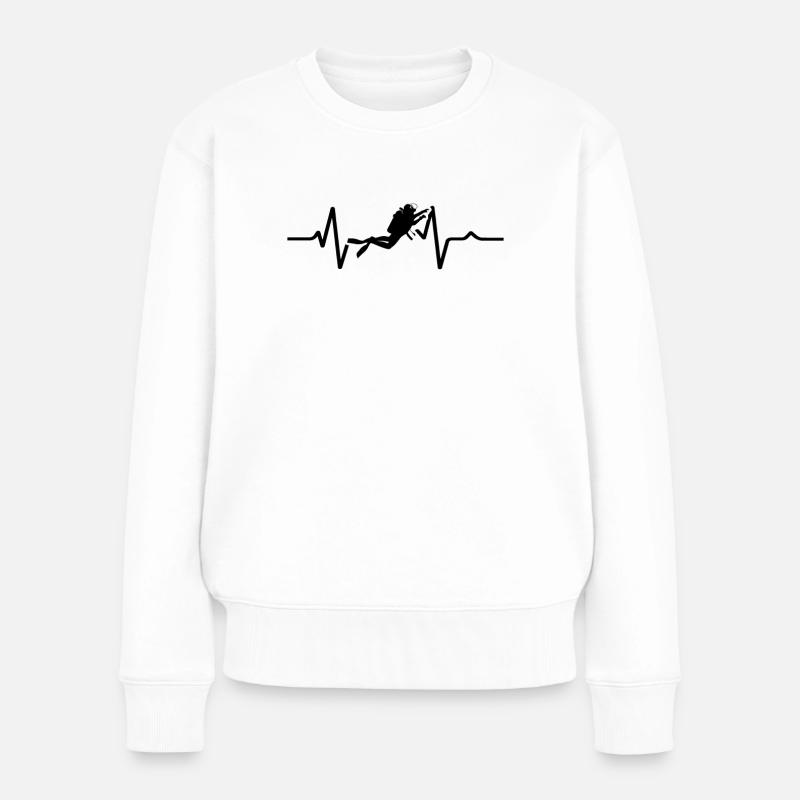 Tauchen Herzschlag Sport Geschenk Tauchen - Frauen Premium Bio Pullover - Weiß