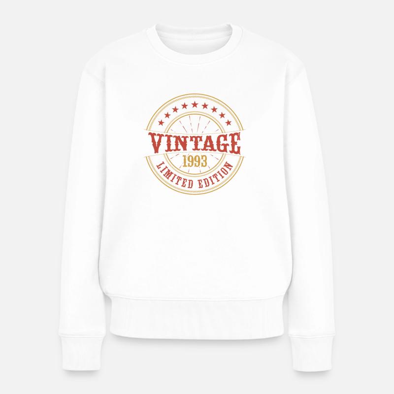Vintage 1993 Vintage Jubiläum Geschenkidee 1993 - Frauen Premium Bio Pullover - Weiß
