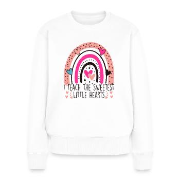 J’enseigne le professeur arc-en-ciel aux cœurs les plus doux - Pull Premium bio Femme - blanc - Devant - Julia (174cm)