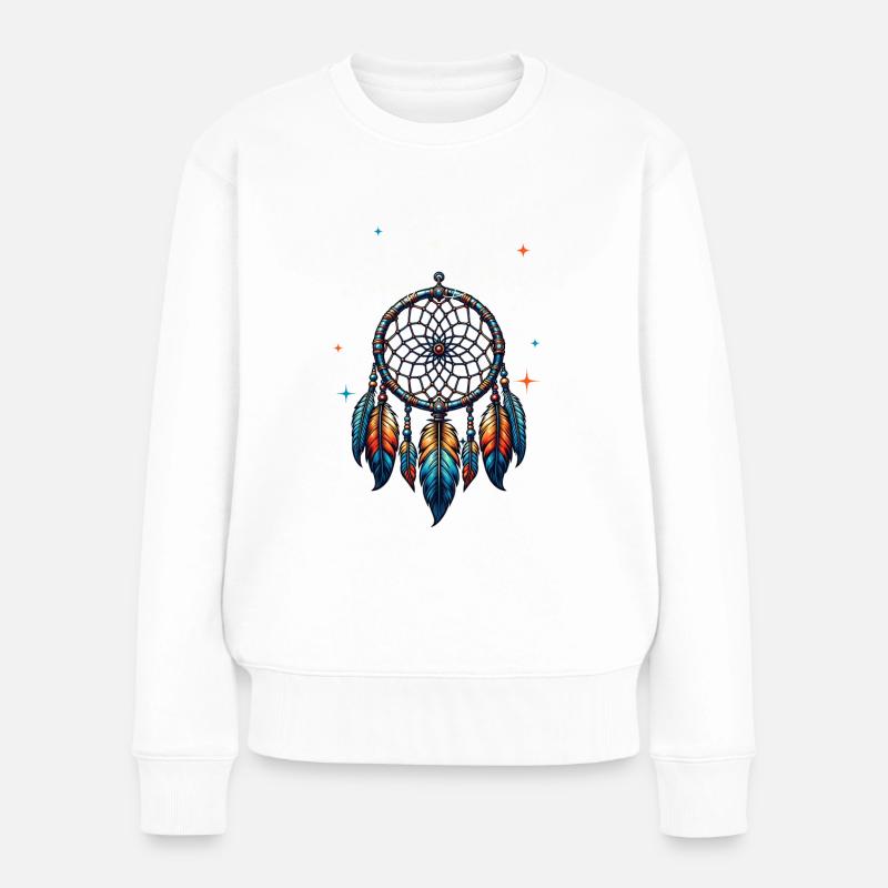 Live your dream Dreamcatcher - Frauen Premium Bio Pullover - Weiß