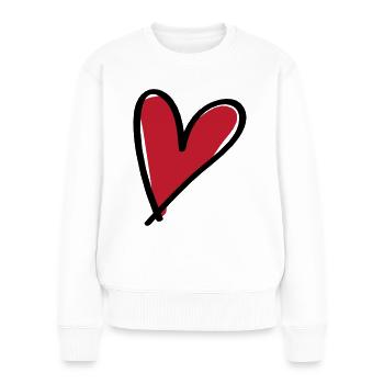 Herz Symbol - Frauen Premium Bio Pullover - Weiß - Vorne - Julia (174cm)