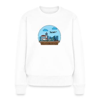 Flugzeuge Flieger Fliegen Pilot Pilotin Flughafen - Frauen Premium Bio Pullover - Weiß - Vorne - Julia (174cm)
