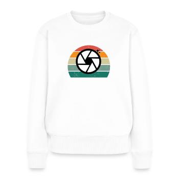 Foto Fotos Fotografin Fokus Fokussieren Fotograf - Frauen Premium Bio Pullover - Weiß - Vorne - Julia (174cm)