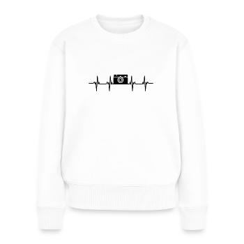 Foto Fotos Fotografin Fokus Fokussieren Fotograf - Frauen Premium Bio Pullover - Weiß - Vorne - Julia (174cm)