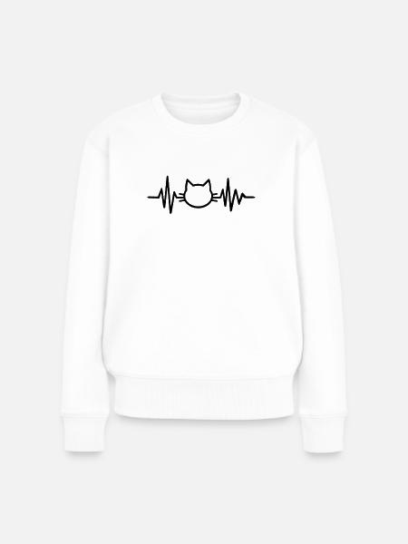 Cat Kätzchen Katzenmama Katzenpapa Frauchen Katze - Frauen Premium Bio Pullover - Weiß