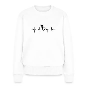 skatboarden skatboarder skatboarderin skatboard - Frauen Premium Bio Pullover - Weiß - Vorne - Julia (174cm)