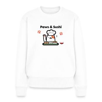 Chats et sushis - Pull Premium bio Femme - blanc - Devant - Julia (174cm)