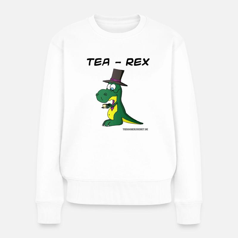 Tea-Rex - Frauen Premium Bio Pullover - Weiß