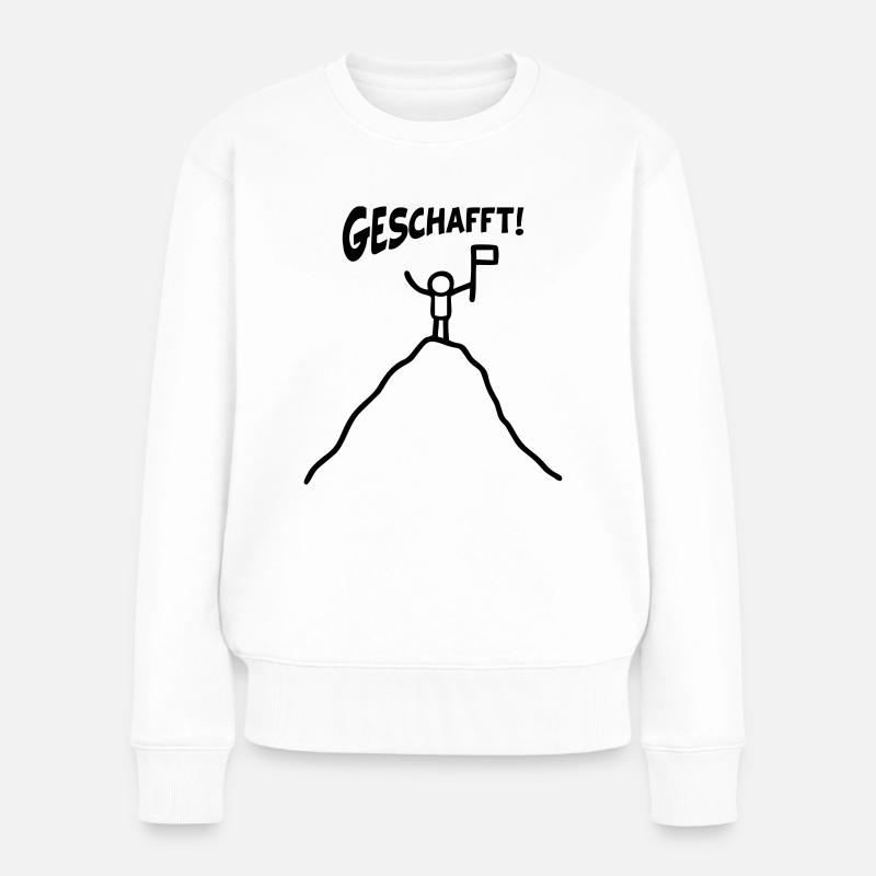 Auf den Berg geschafft - Frauen Premium Bio Pullover - Weiß