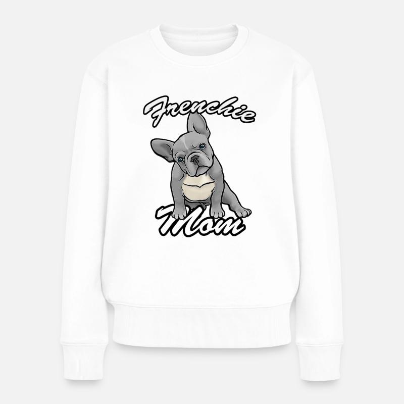 Frenchie mom blue - Women's Premium Organic Jumper - white