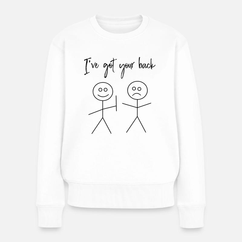 Lustiger Spruch Witzig Humor Strichmännchen - Frauen Premium Bio Pullover - Weiß