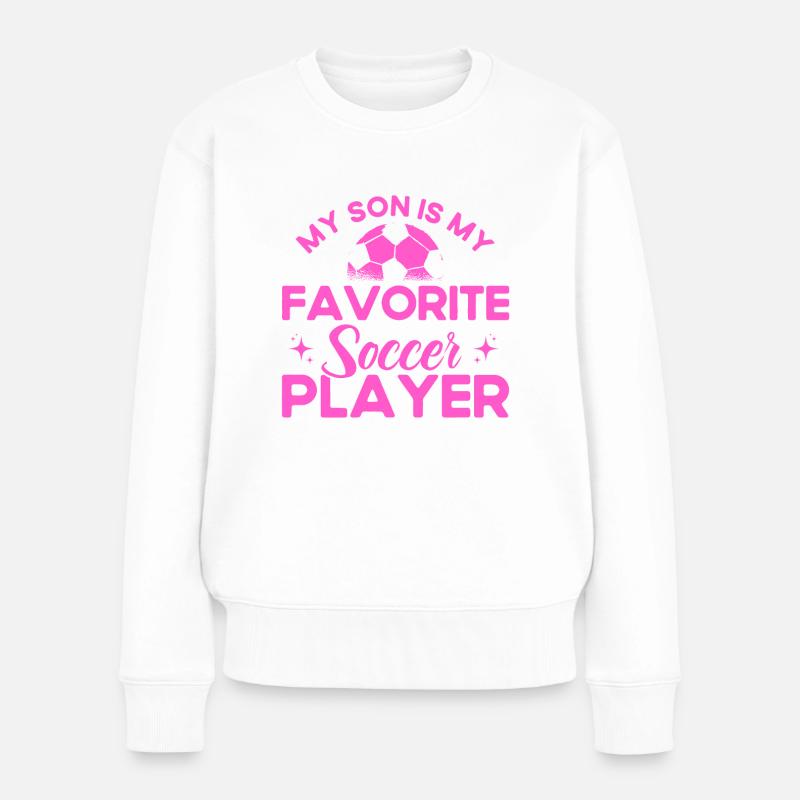 Fußball Mama Mutter Sohn Geschenk - Frauen Premium Bio Pullover - Weiß