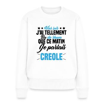 Hier soir j ai tellement bu de rhum - Pull Premium bio Femme - blanc - Devant - Julia (174cm)