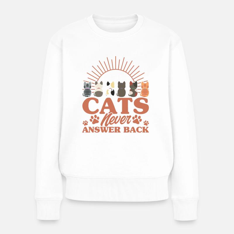 Katze Katzen Liebhaber Katzenmama Geschenk - Frauen Premium Bio Pullover - Weiß