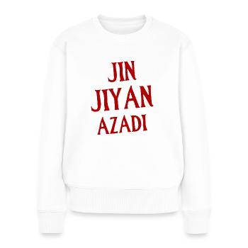 Jin Jiyan Azadi: Liberté de vie de femme Mahsa Amini - Pull Premium bio Femme - blanc - Devant - Julia (174cm)