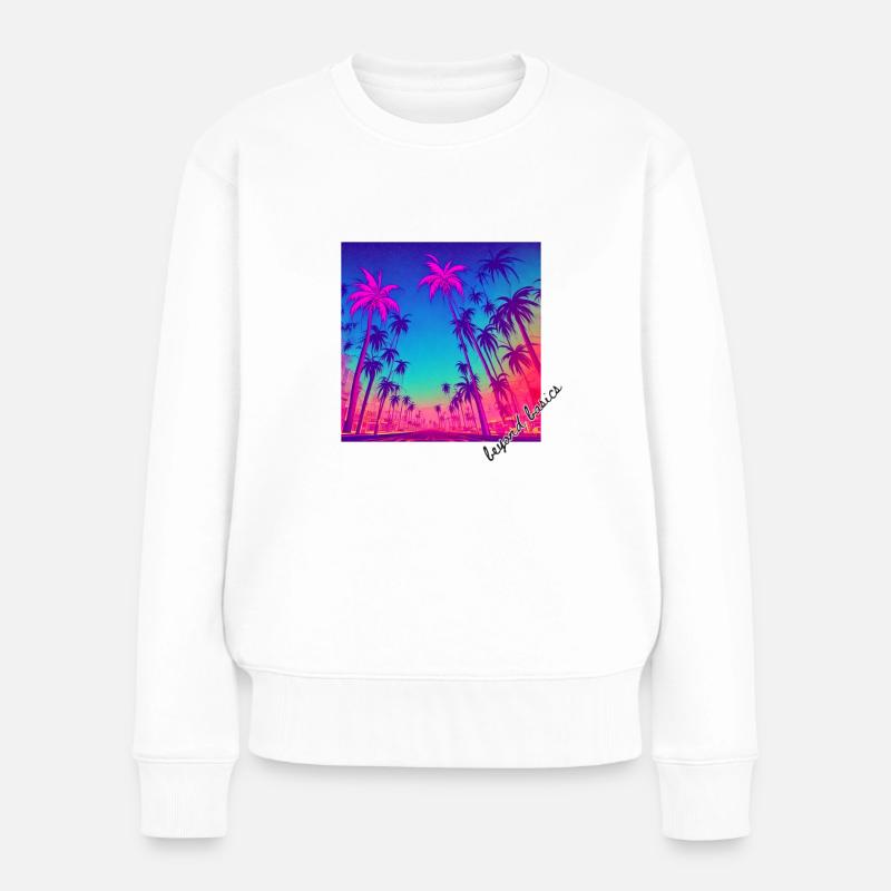 Neon Palm Highway - Frauen Premium Bio Pullover - Weiß