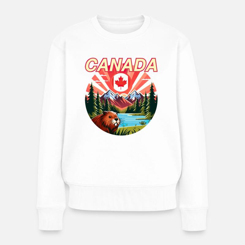 Kanada Bieber 5 - Frauen Premium Bio Pullover - Weiß