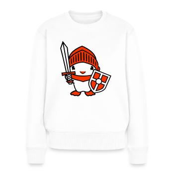 Ente Ritter Rüstung Schwert Schild Helm Kämpfer - Frauen Premium Bio Pullover - Weiß - Vorne - Julia (174cm)