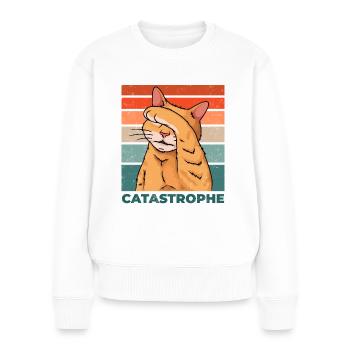 Katze Catastrophe Katastrophe Lustig Spruch - Frauen Premium Bio Pullover - Weiß - Vorne - Julia (174cm)