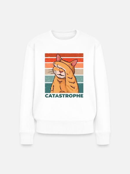 Catastrophe de chat Catastrophe Dicton drôle - Pull Premium bio Femme - blanc