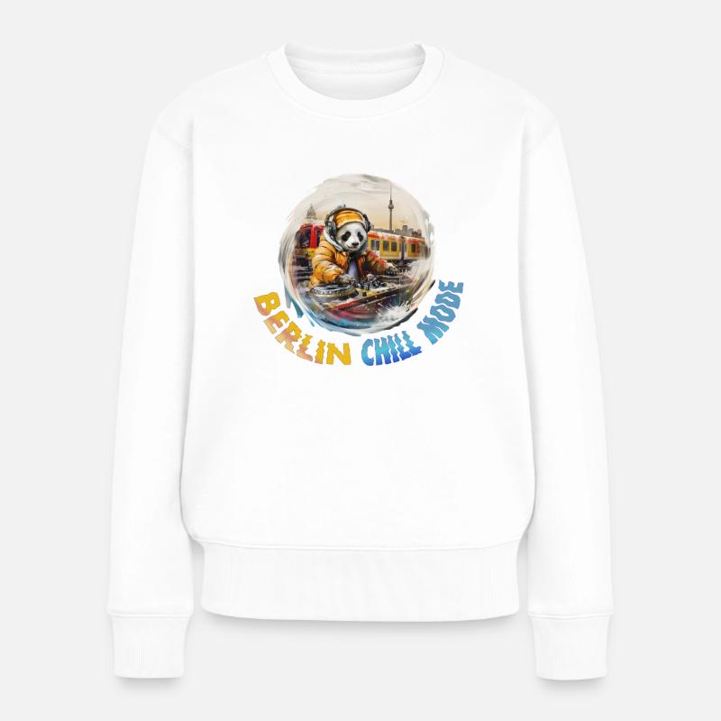 Berlin Chill Modus! – Cooles Berlin Panda Souvenir - Frauen Premium Bio Pullover - Weiß