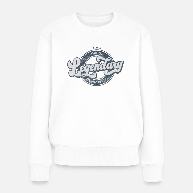 Einzigartiges legendäres Vintage-Retro-Blau im Denim-Stil - Frauen Premium Bio Pullover - Weiß