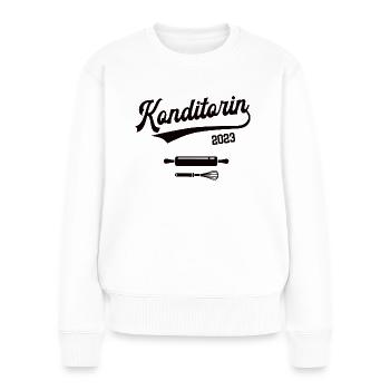 Konditorin 2023 Konditorei Meisterin Ausbildung - Frauen Premium Bio Pullover - Weiß - Vorne - Julia (174cm)
