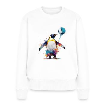 Pinguin Bunt Tiere Geschenk Kunst Tiermotiv - Frauen Premium Bio Pullover - Weiß - Vorne - Julia (174cm)
