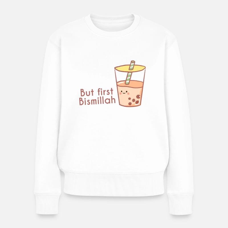 But first Bismillah Bubble tea/ Islam - Frauen Premium Bio Pullover - Weiß