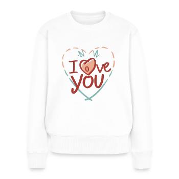 I love you, ich liebe dich - Frauen Premium Bio Pullover - Weiß - Vorne - Julia (174cm)