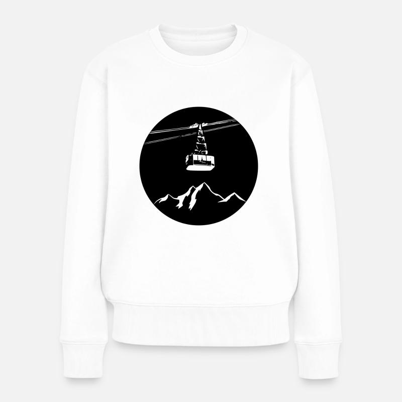 Montagne avec gondole blanche - Pull Premium bio Femme - blanc