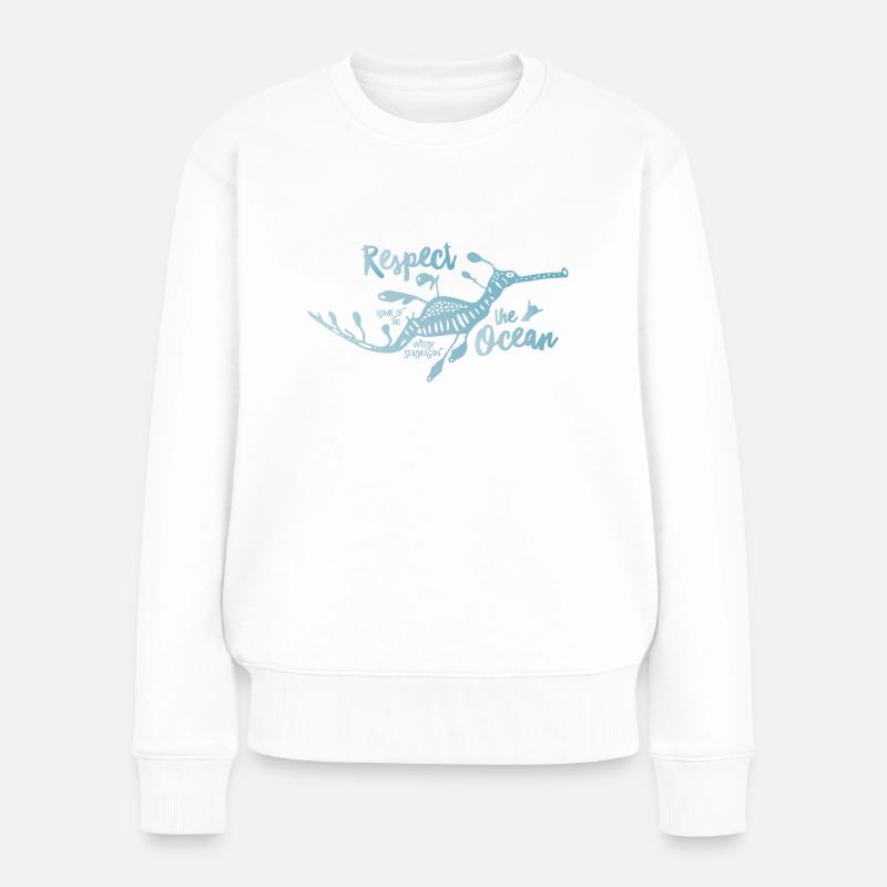 Dragon de mer – Respectez l’océan - Pull Premium bio Femme - blanc