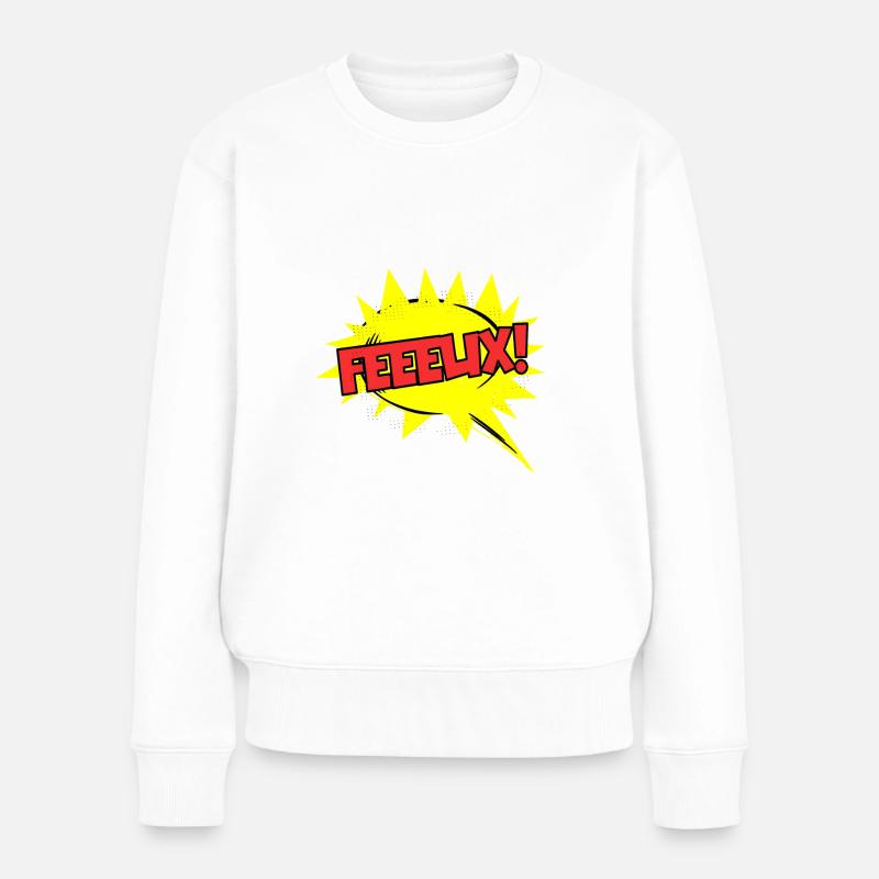 Felix Name Lustige Sprechblase Feeelix! - Frauen Premium Bio Pullover - Weiß