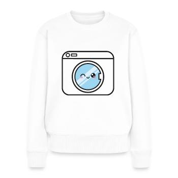 Waschmaschine Kawaii Lustig Süß - Frauen Premium Bio Pullover - Weiß - Vorne - Julia (174cm)
