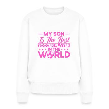 Fußball Mama Sportfan Fußball Geschenk - Frauen Premium Bio Pullover - Weiß - Vorne - Julia (174cm)