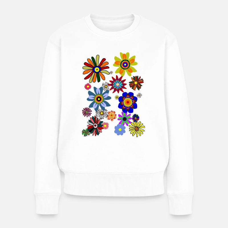 Flower Power & Fleurs (Blümchen1.0) - Pull Premium bio Femme - blanc