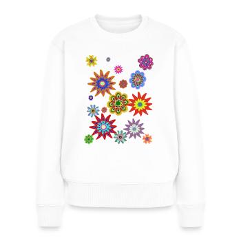 édition limitée Wuddi 69 flower power - Pull Premium bio Femme - blanc - Devant - Julia (174cm)