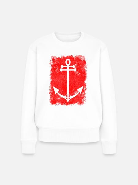 Küste Meer Heimat Anker Moin Geschenkideen Nordsee - Frauen Premium Bio Pullover - Weiß