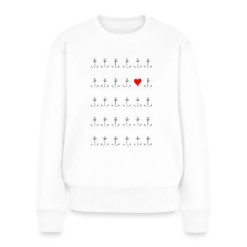 Viel Liebe und noch Meer Glücks Anker - Frauen Premium Bio Pullover - Weiß - Vorne - Julia (174cm)