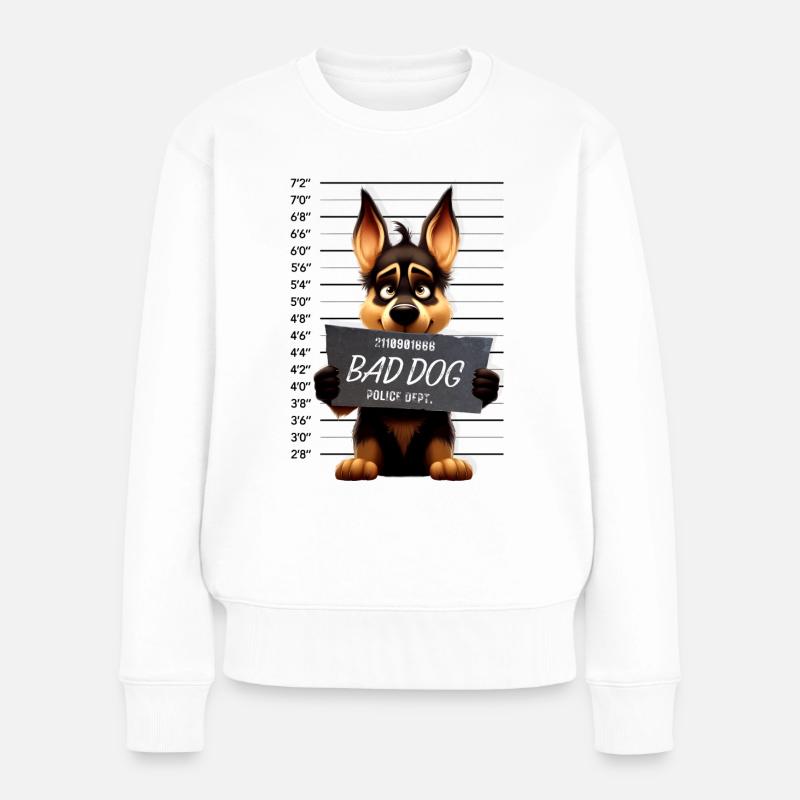 Bad Dog German Shepherd Schäferhund - Frauen Premium Bio Pullover - Weiß