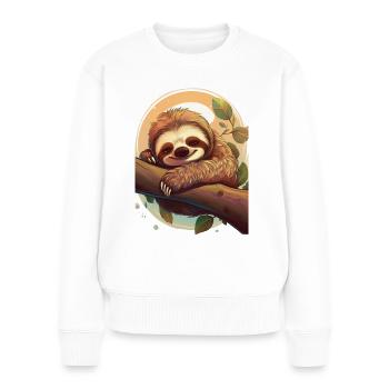 Mignon paresseux dormant sur une branche - Pull Premium bio Femme - blanc - Devant - Julia (174cm)