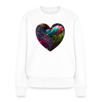 Cœur aux couleurs vives - Pull Premium bio Femme - blanc - Devant - Julia (174cm)