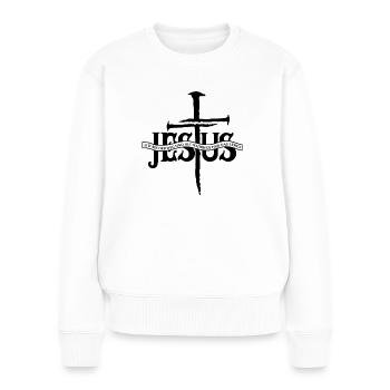 Jesus Christus von Nazareth Glaube Bibel Jesus - Frauen Premium Bio Pullover - Weiß - Vorne - Julia (174cm)