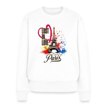Paris Eiffelturm Frankreich Stadt Skyline Kunst - Frauen Premium Bio Pullover - Weiß - Vorne - Julia (174cm)