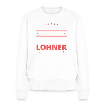 Cadeau Lohner - Deux types de... Concevoir - Pull Premium bio Femme - blanc - Devant - Julia (174cm)
